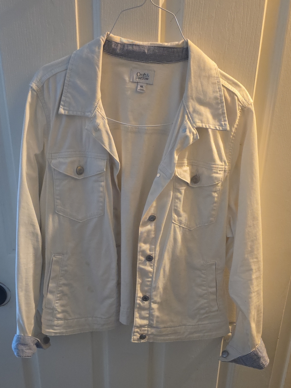 croft & barrow Cream Button-Front Jean Jacket